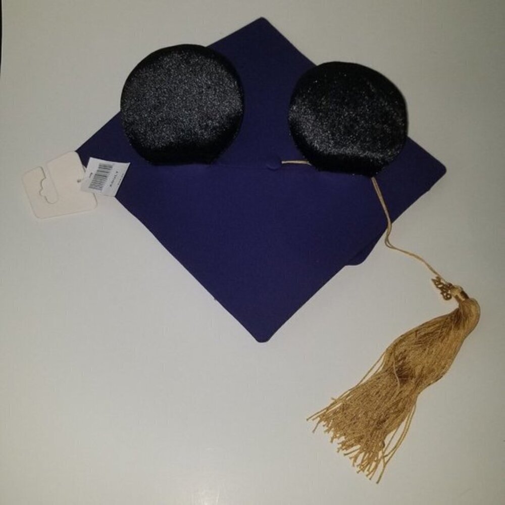 2019 Mickey Mouse Ears Mortarboard Blue Adult Graduation Cap Disney Parks w/TAG